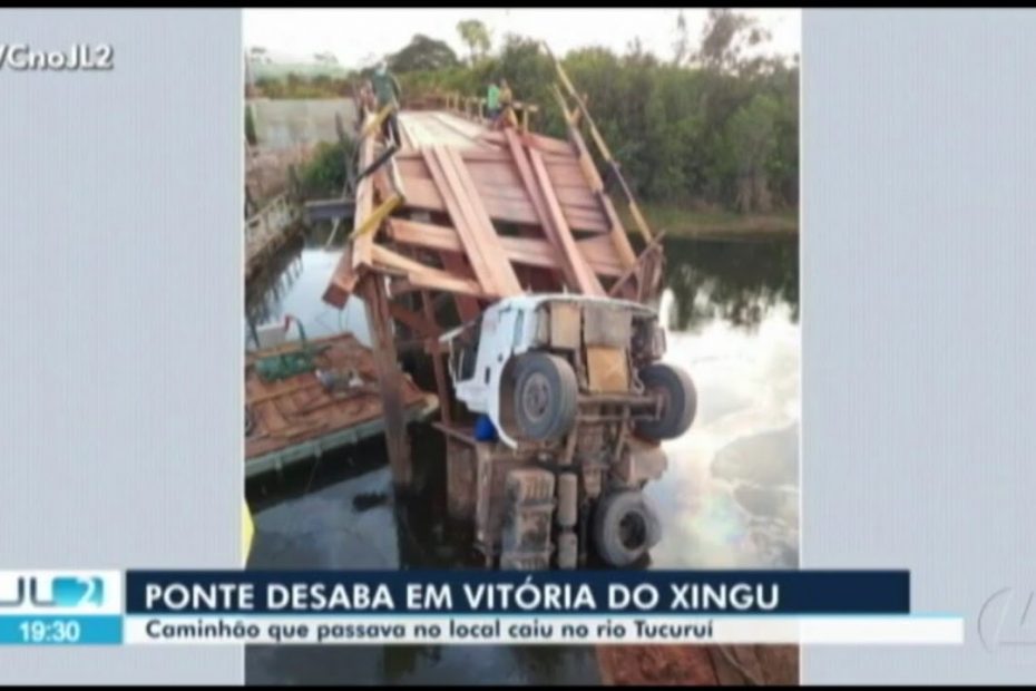 Ponte não suporta peso de caminhão e desaba em Vitória do Xingu, sudeste do Pará
